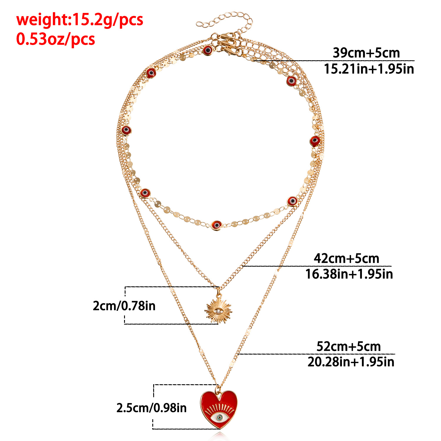 1 Piece Fashion Devilu0027S Eye Heart Shape Alloy Plating 14K Gold Plated Womenu0027S Layered Neckla