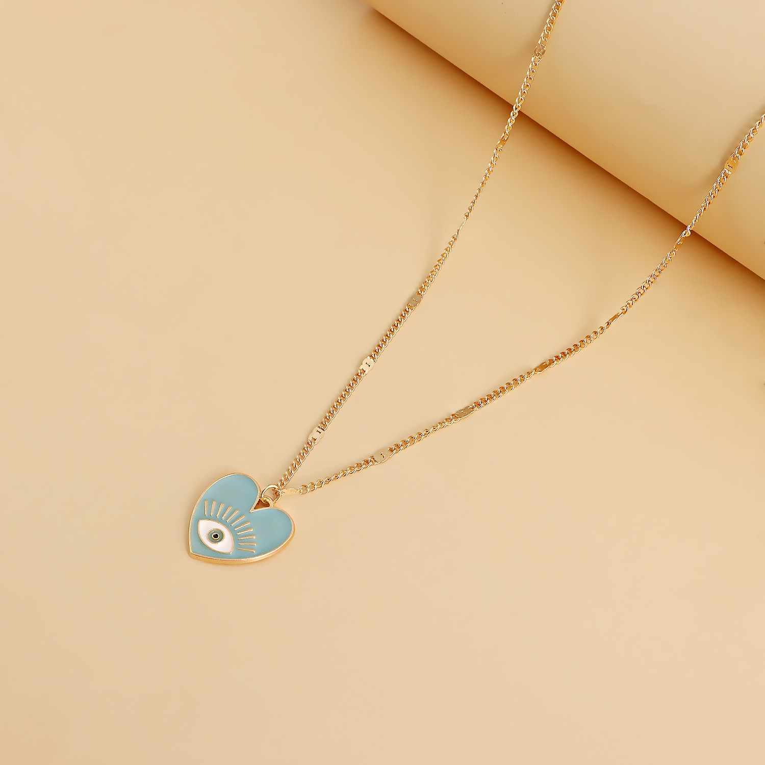 1 Piece Fashion Devilu0027S Eye Heart Shape Alloy Plating 14K Gold Plated Womenu0027S Layered Neckla