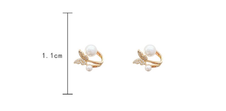 Fashion Butterfly Copper Plating Inlay Pearl Zircon Ear Studs 1 Pair