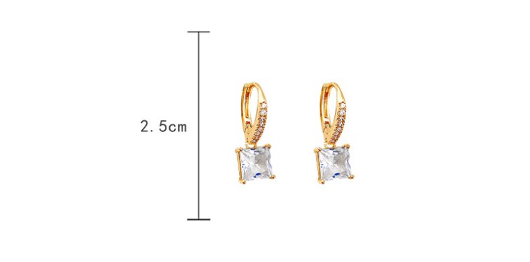 Simple Style Square Copper Plating Inlay Zircon Drop Earrings 1 Pair