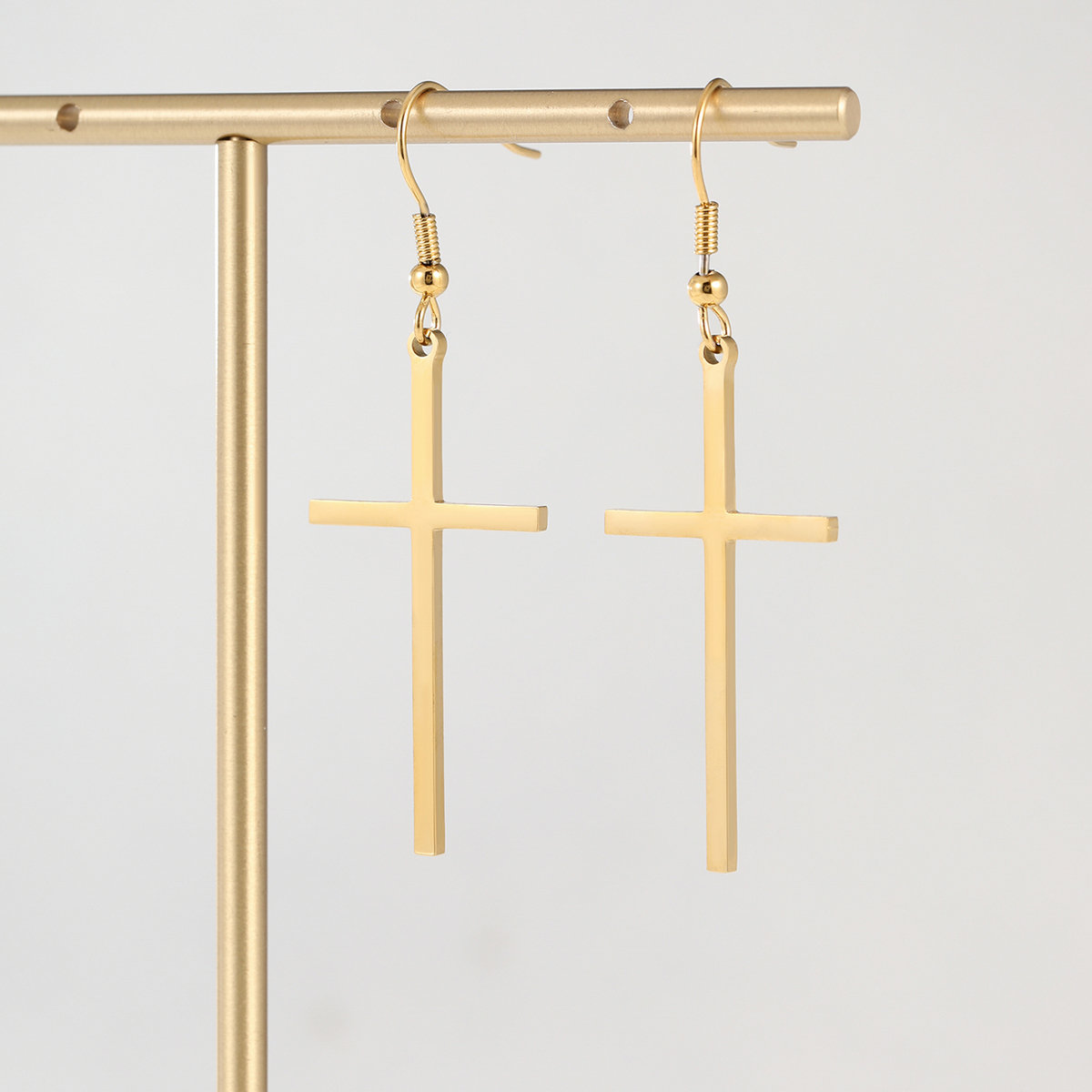 Simple Style Cross Stainless Steel Plating Zircon Ear hook 1 Pair