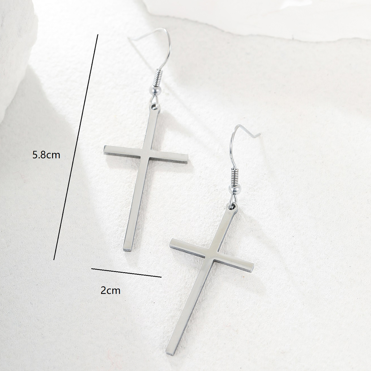 Simple Style Cross Stainless Steel Plating Zircon Ear hook 1 Pair