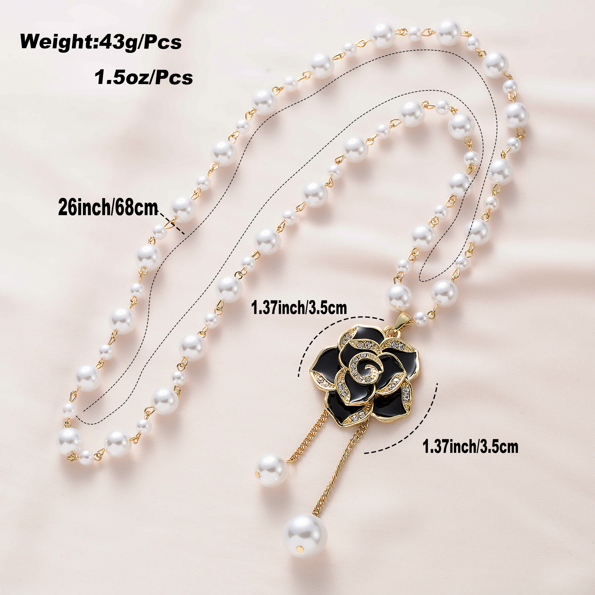 1 Piece Elegant Rose Artificial Pearl Copper Plating Diamond Womenu0027S Pendant Necklace