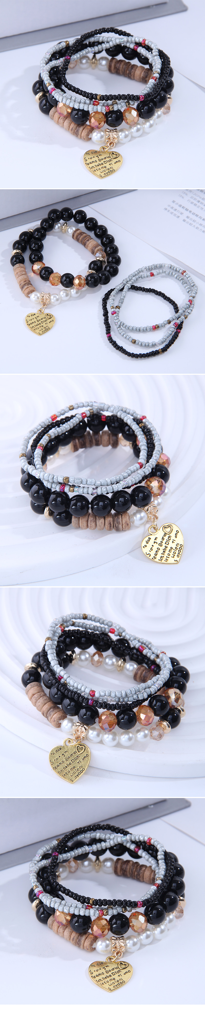 1 Piece Simple Style Letter Heart Shape Alloy Layered Unisex Bracelets