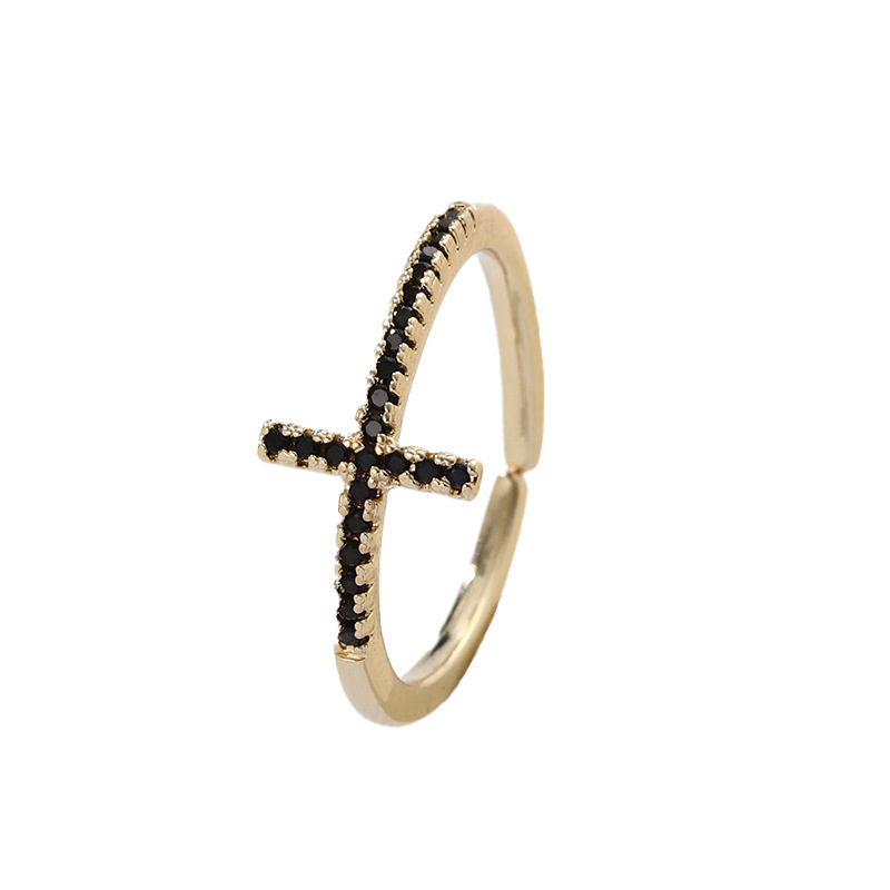 1 Piece Fashion Cross Copper Enamel Plating Inlay Zircon Womenu0027S Open Ring