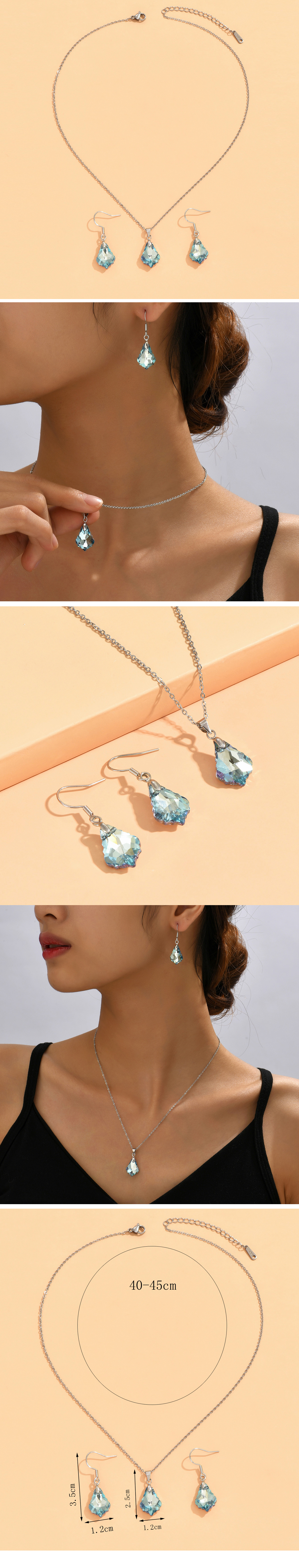 1 Set Classic Style Geometric Artificial Crystal Alloy Womenu0027S Earrings Necklace Jewelry Set