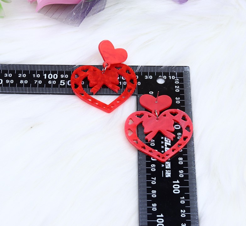 1 Pair Fashion Heart Shape Arylic Womenu0027S Drop Earrings