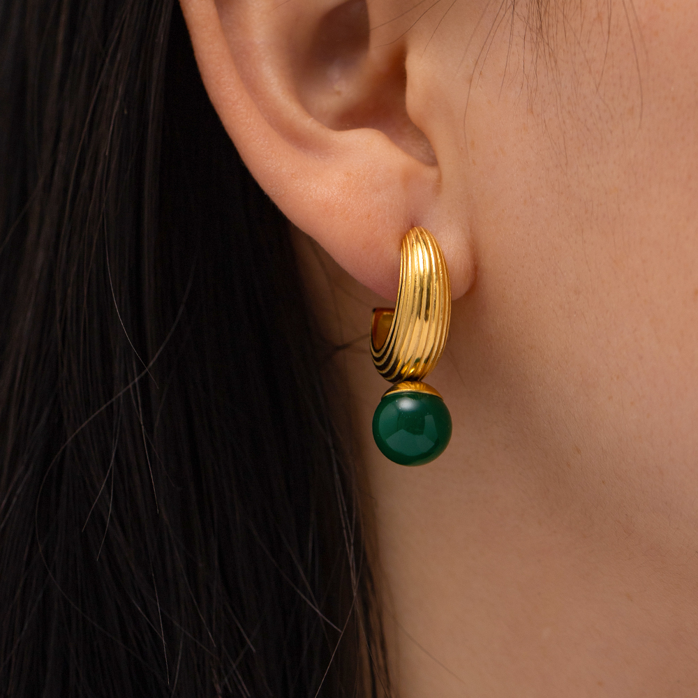 Simple Style C Shape Stainless Steel Plating Pearl Ear Studs 1 Pair