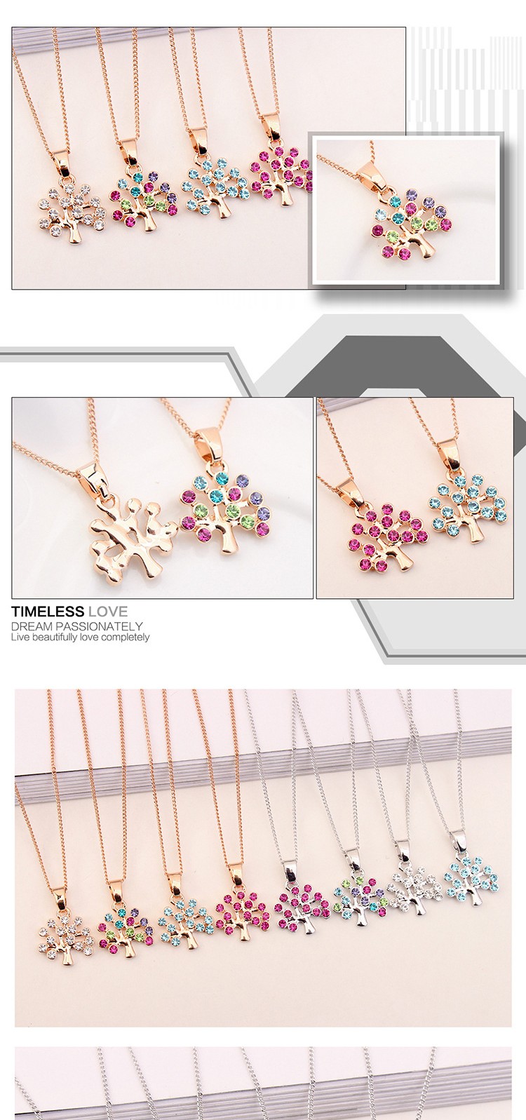 1 Piece Simple Style Tree Alloy Polishing Plating Inlay Rhinestones Gold Plated Womenu0027S Pendant 