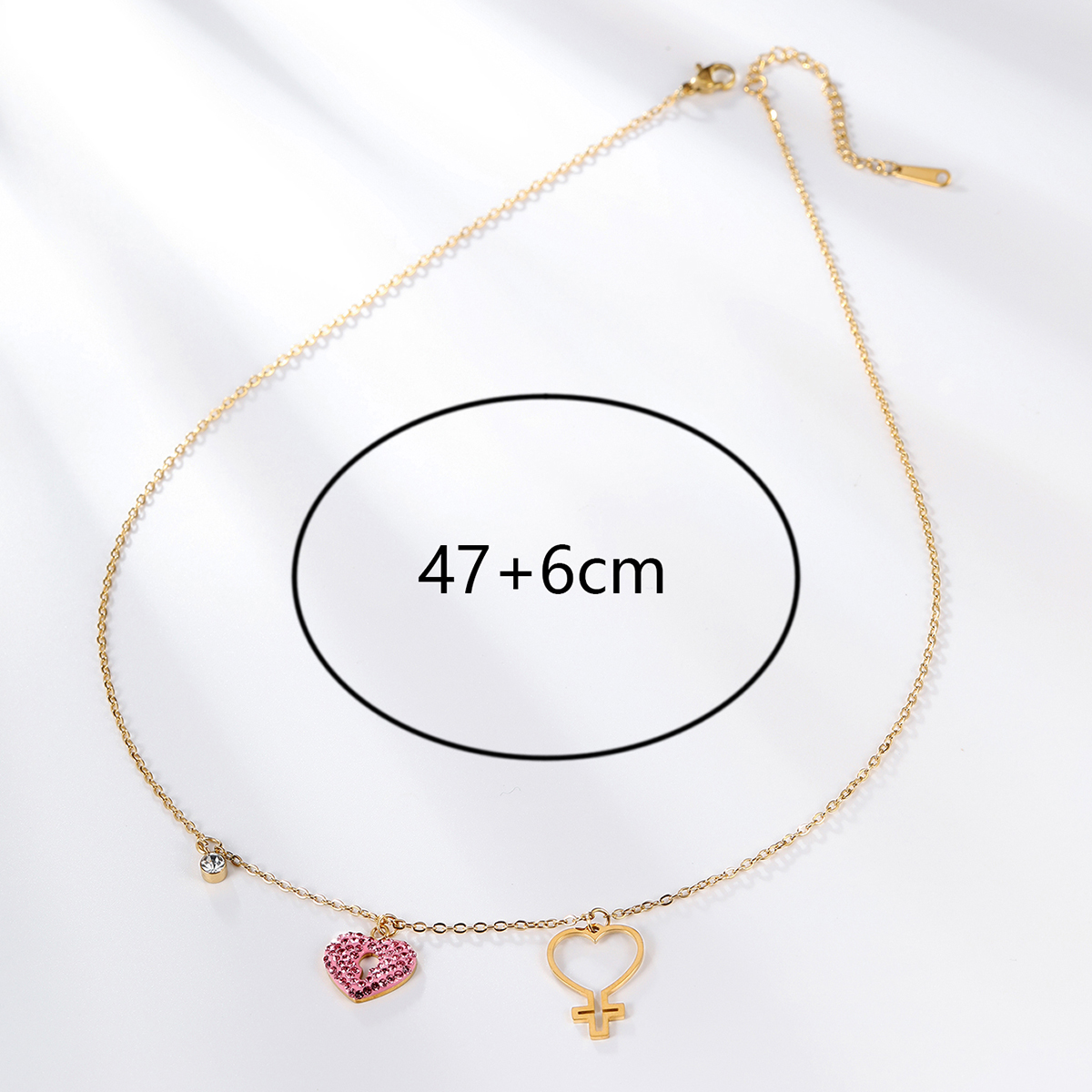 Elegant Cross Heart Shape Stainless Steel Plating Inlay Zircon Pendant Necklace 1 Piece