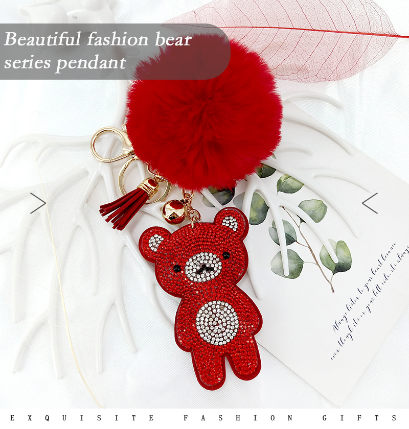 1 Piece Cute Bear Alloy Inlay Rhinestones Bag Pendant Keychain