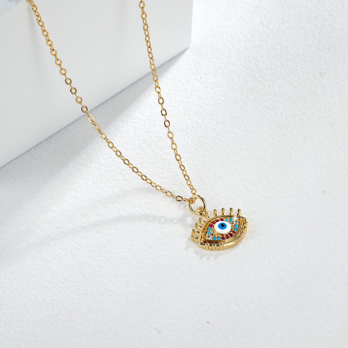 Fashion Devilu0027S Eye Flower Beaded Copper Plating Zircon Pendant Necklace 1 Piece