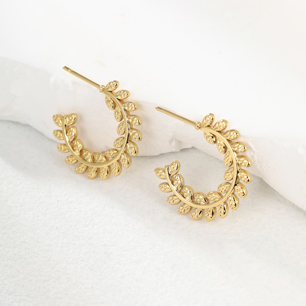 Fashion Leaf Stainless Steel Plating Ear Studs 1 Pair
