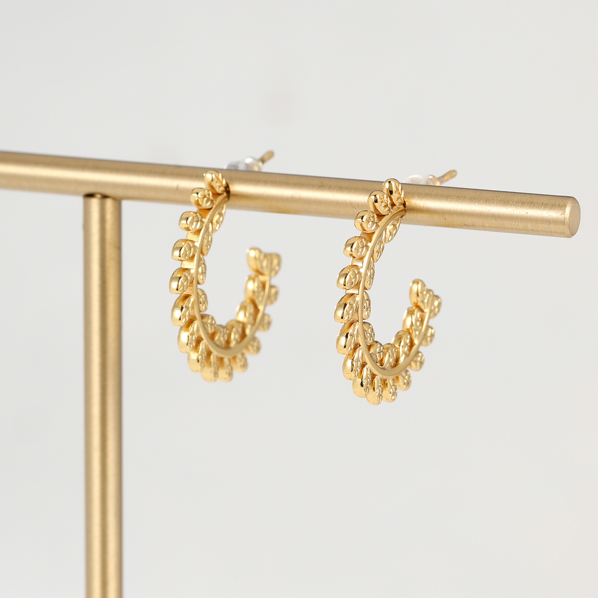 Fashion Leaf Stainless Steel Plating Ear Studs 1 Pair