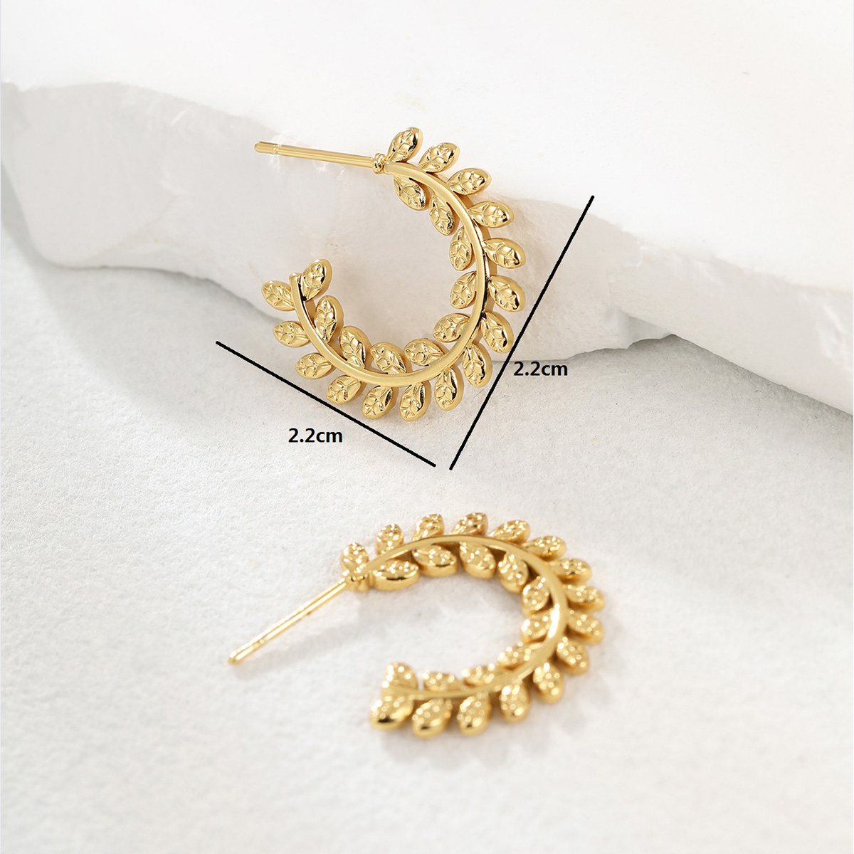 Fashion Leaf Stainless Steel Plating Ear Studs 1 Pair