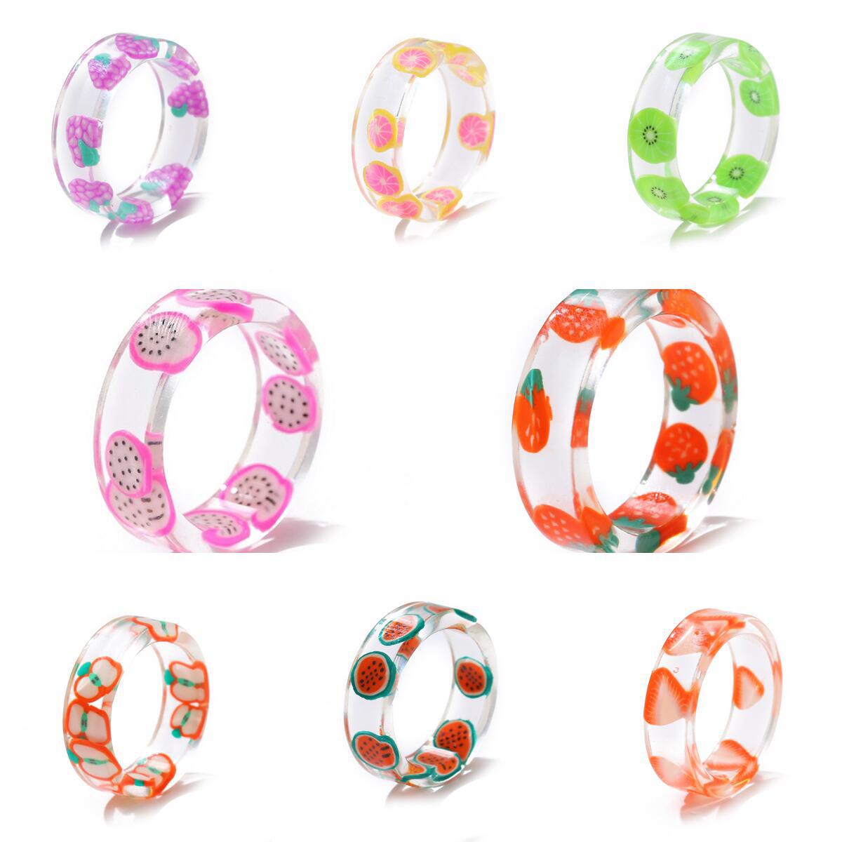 1 Piece Simple Style Fruit Plastic Transparent Womenu0027S Rings