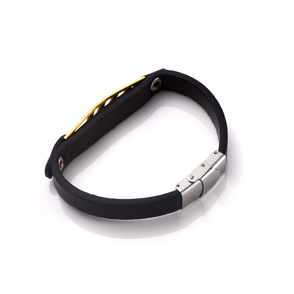 1 Piece Casual Fashion Classic Style Geometric Stainless Steel Leather Menu0027S Bracelets