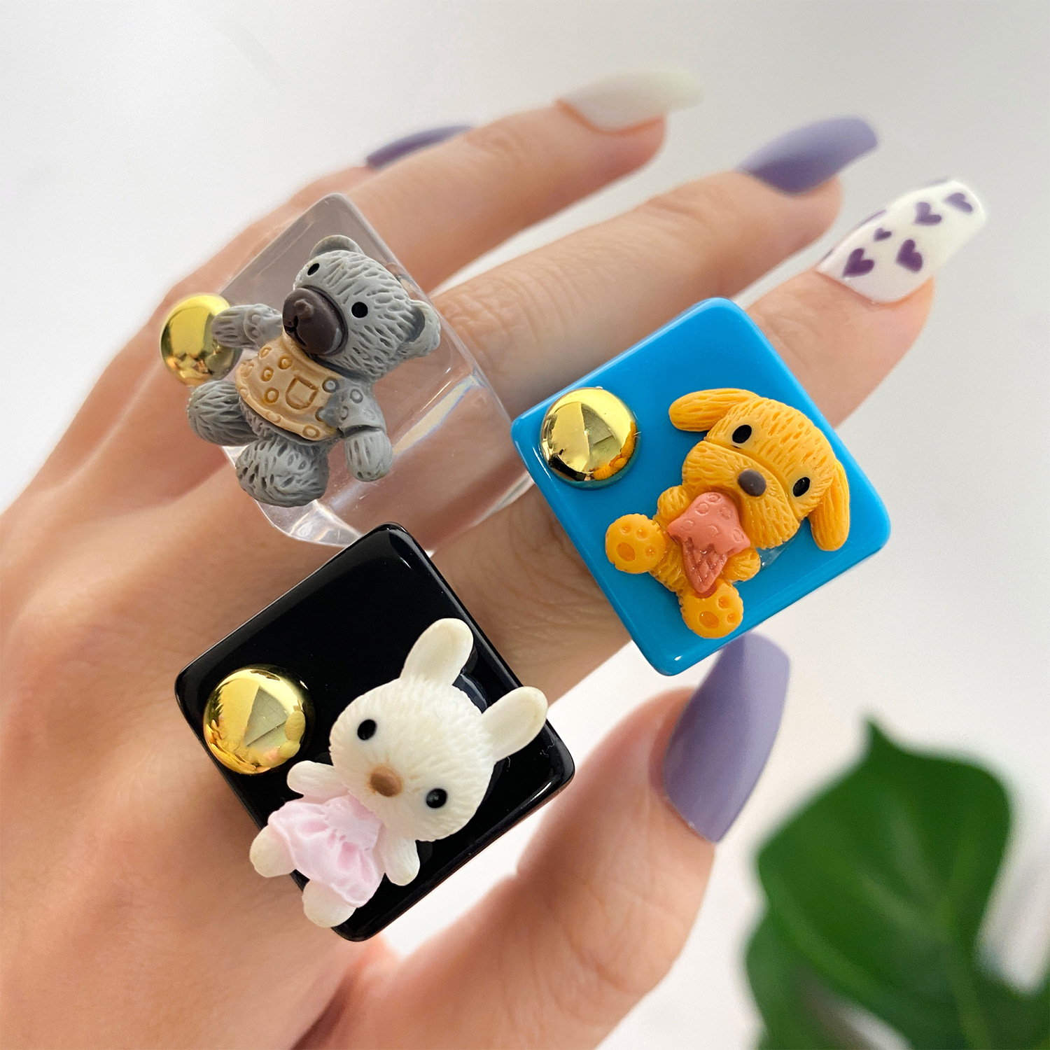 1 Piece Cute Animal Arylic Resin Womenu0027S Rings