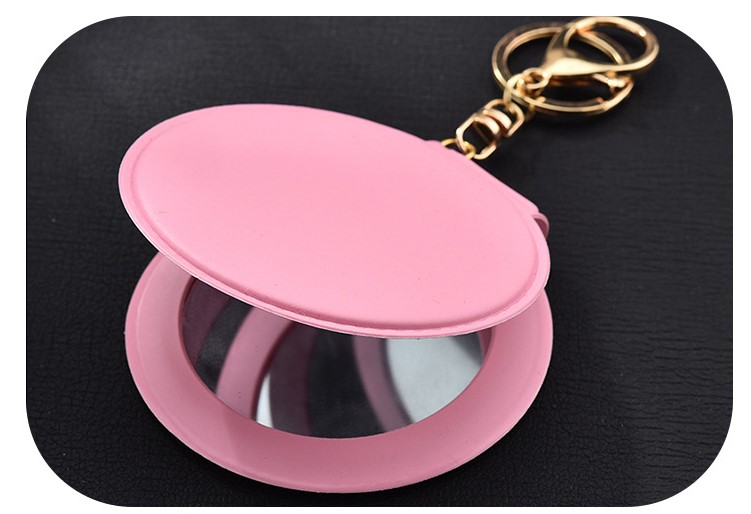 1 Piece Fashion Round Pu Leather Alloy Glass Keychain