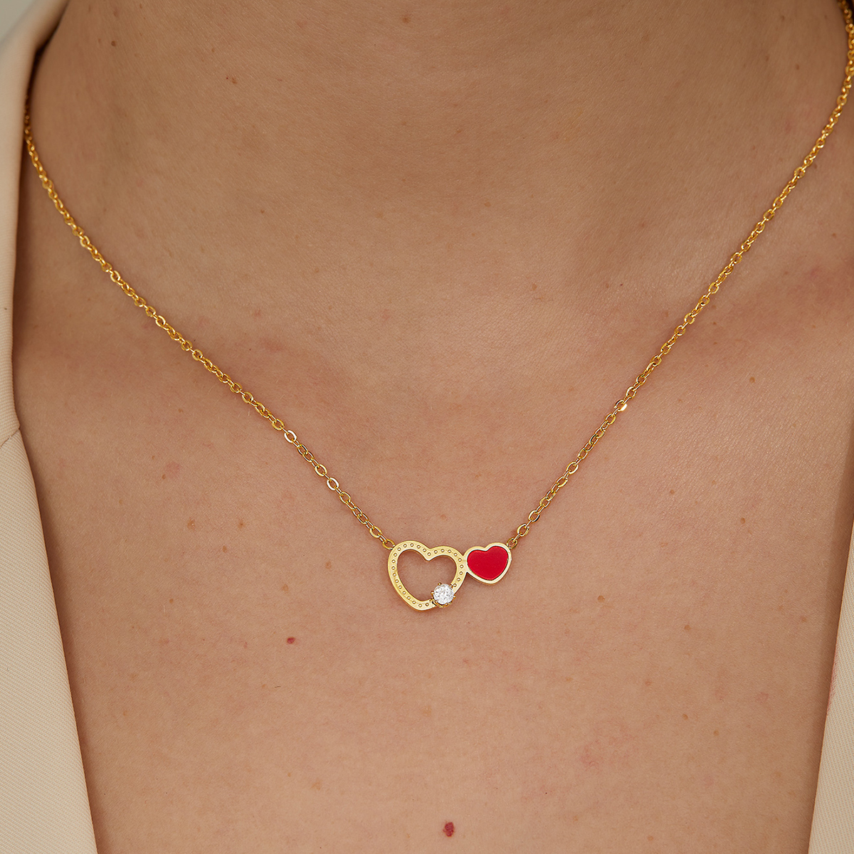 Elegant Heart Shape Butterfly Stainless Steel Plating Zircon Pendant Necklace 1 Piece