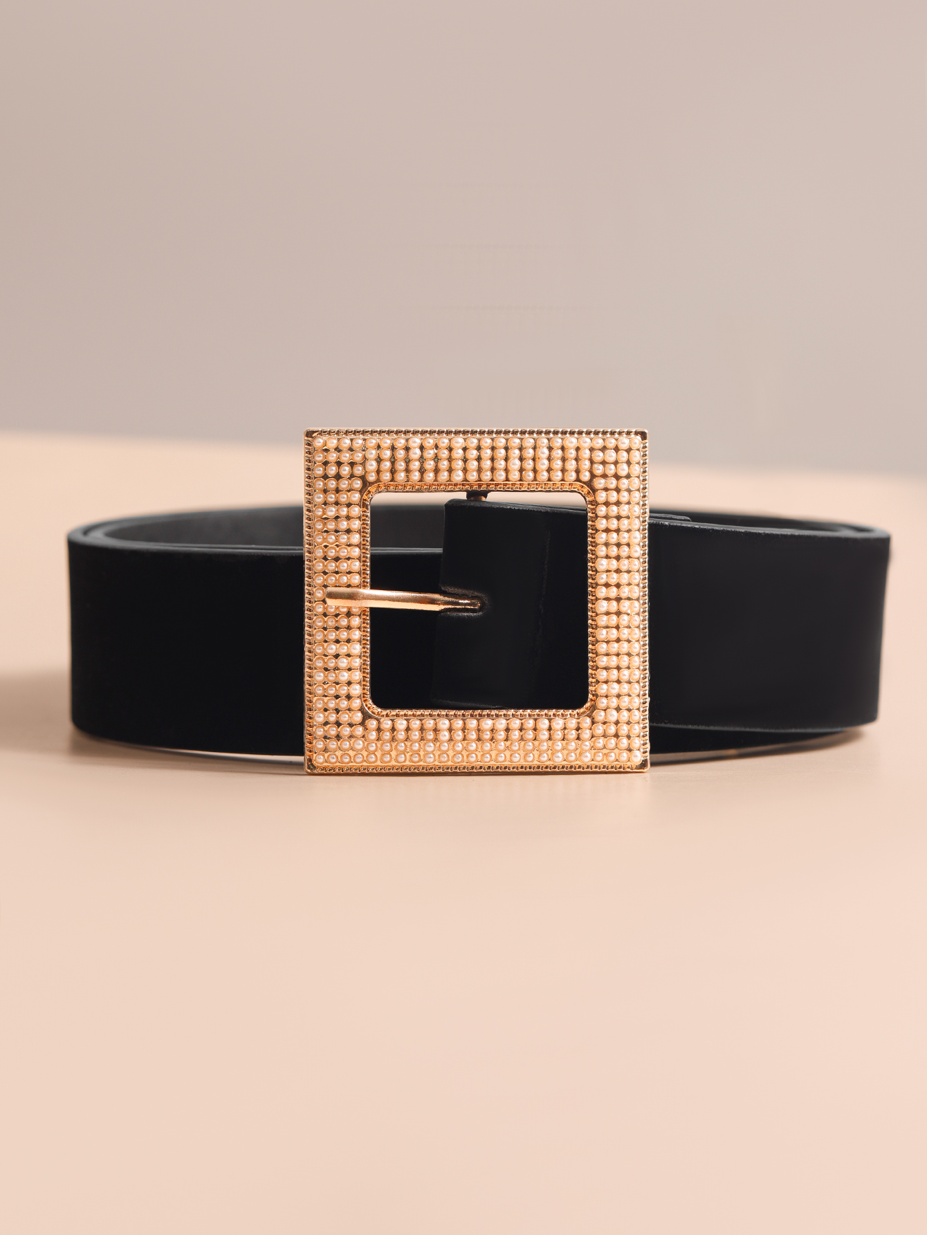Fashion Solid Color Pu Leather Alloy Inlay Artificial Pearls Womenu0027S Leather Belts