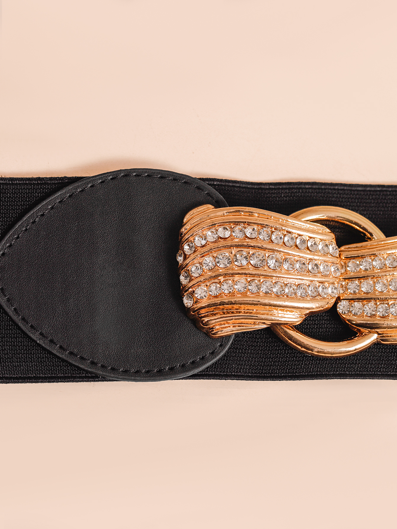 Fashion Solid Color Pu Leather Alloy Inlay Rhinestones Womenu0027S Leather Belts
