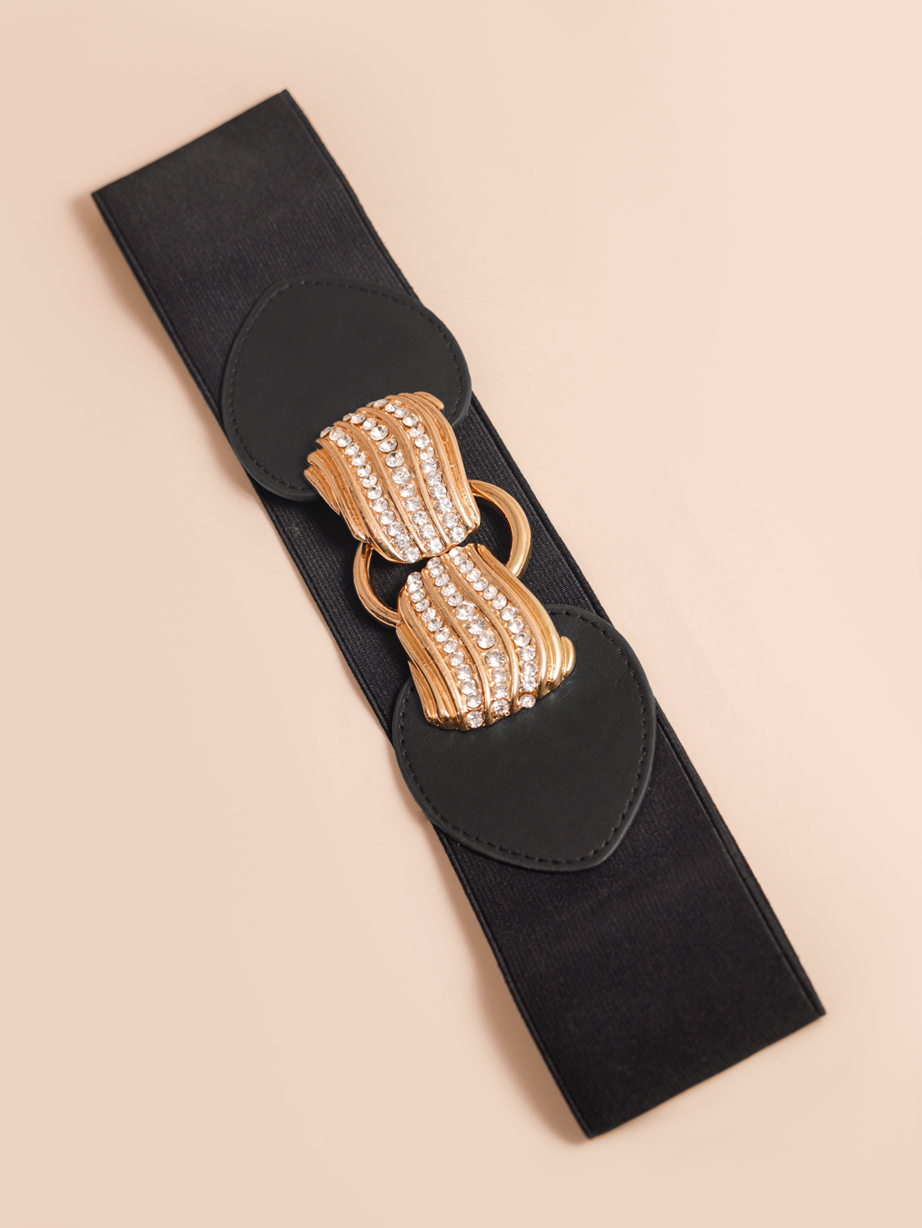 Fashion Solid Color Pu Leather Alloy Inlay Rhinestones Womenu0027S Leather Belts