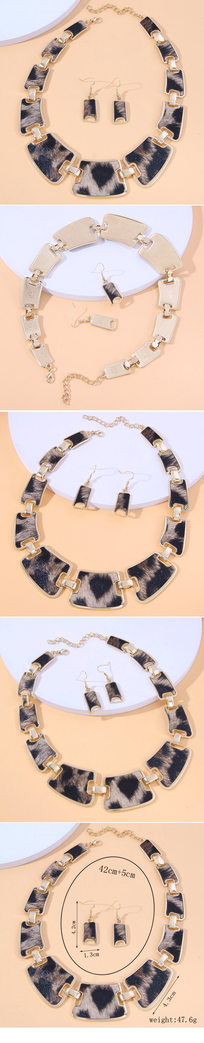 1 Set Classic Style Leopard Alloy Patch Womenu0027S Earrings Necklace Jewelry Set