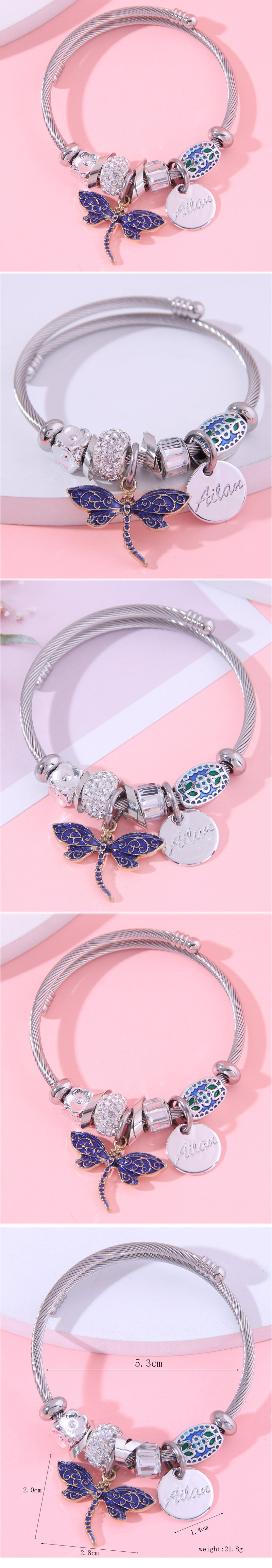 1 Piece Fashion Dragonfly Alloy Plating Rhinestones Womenu0027S Bangle