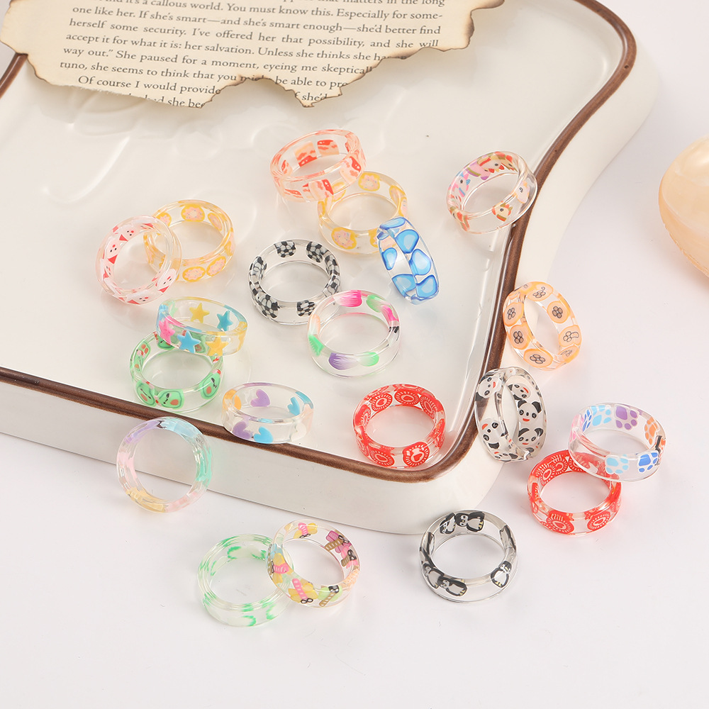 Cartoon Style Cartoon Resin Epoxy Womenu0027S Rings