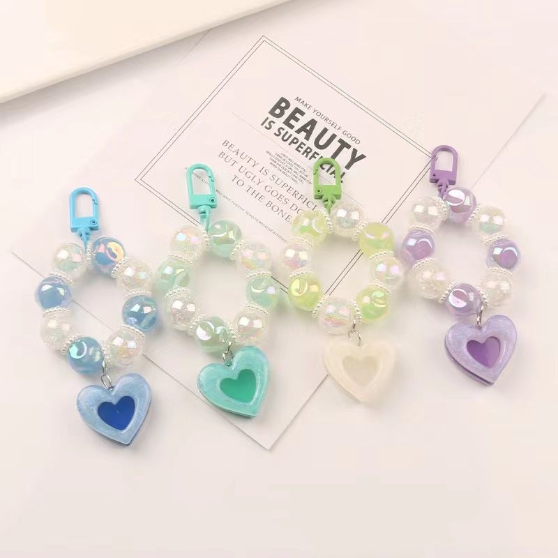 1 Piece Simple Style Heart Shape Arylic Beaded Womenu0027S Keychain