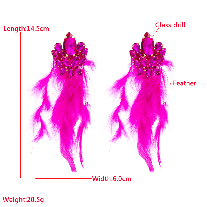 1 Pair Vacation Geometric Artificial Feather Alloy Glass Gold Plated Womenu0027S Earrings