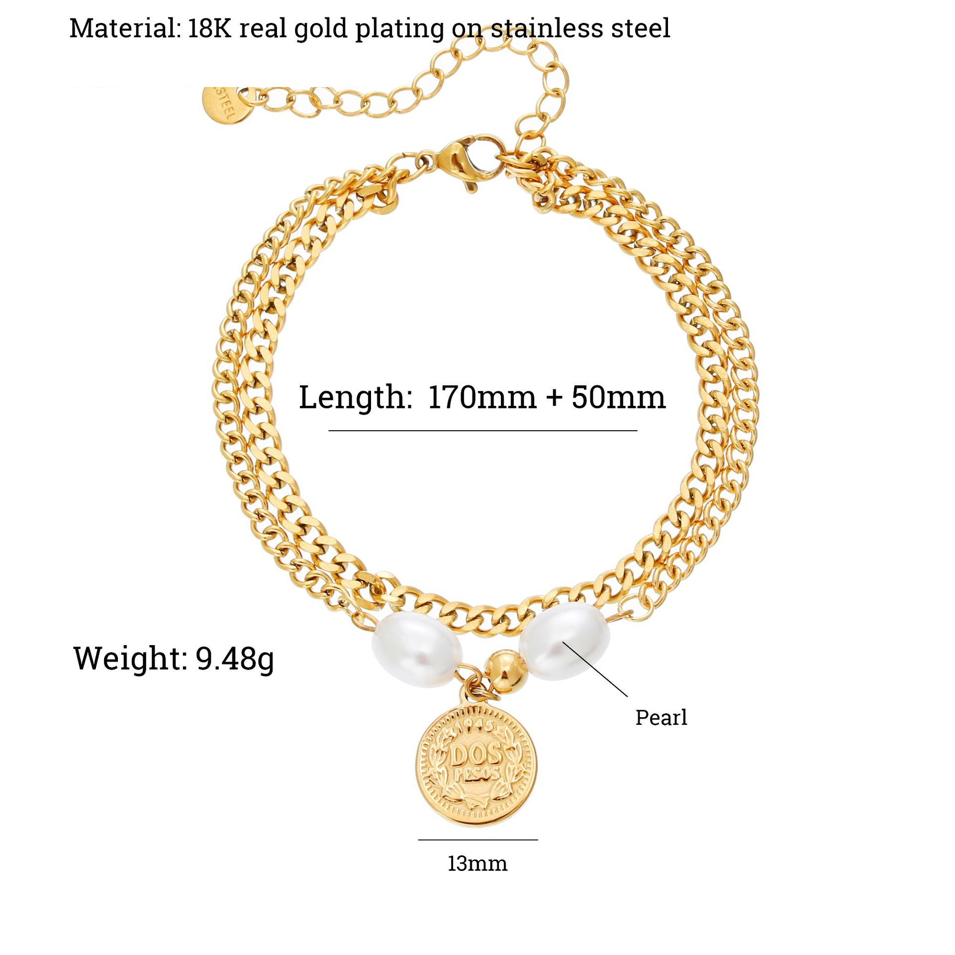 Simple Style Letter Devilu0027S Eye Heart Shape Stainless Steel Pearl Plating Inlay Zircon Bracelets