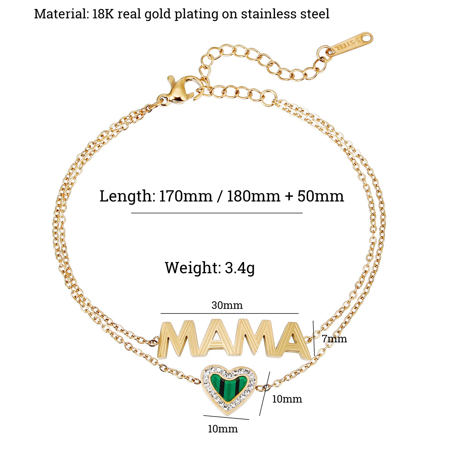 Simple Style Letter Devilu0027S Eye Heart Shape Stainless Steel Pearl Plating Inlay Zircon Bracelets