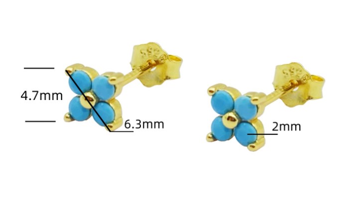 Simple Style Flower Sterling Silver Inlay Artificial Diamond Ear Studs 1 Pair