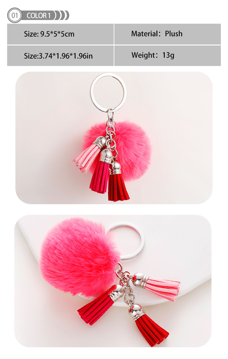 1 Piece Simple Style Tassel Imitation rex rabbit Alloy Tassel Bag Pendant Keychain