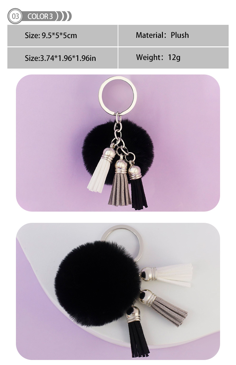 1 Piece Simple Style Tassel Imitation rex rabbit Alloy Tassel Bag Pendant Keychain