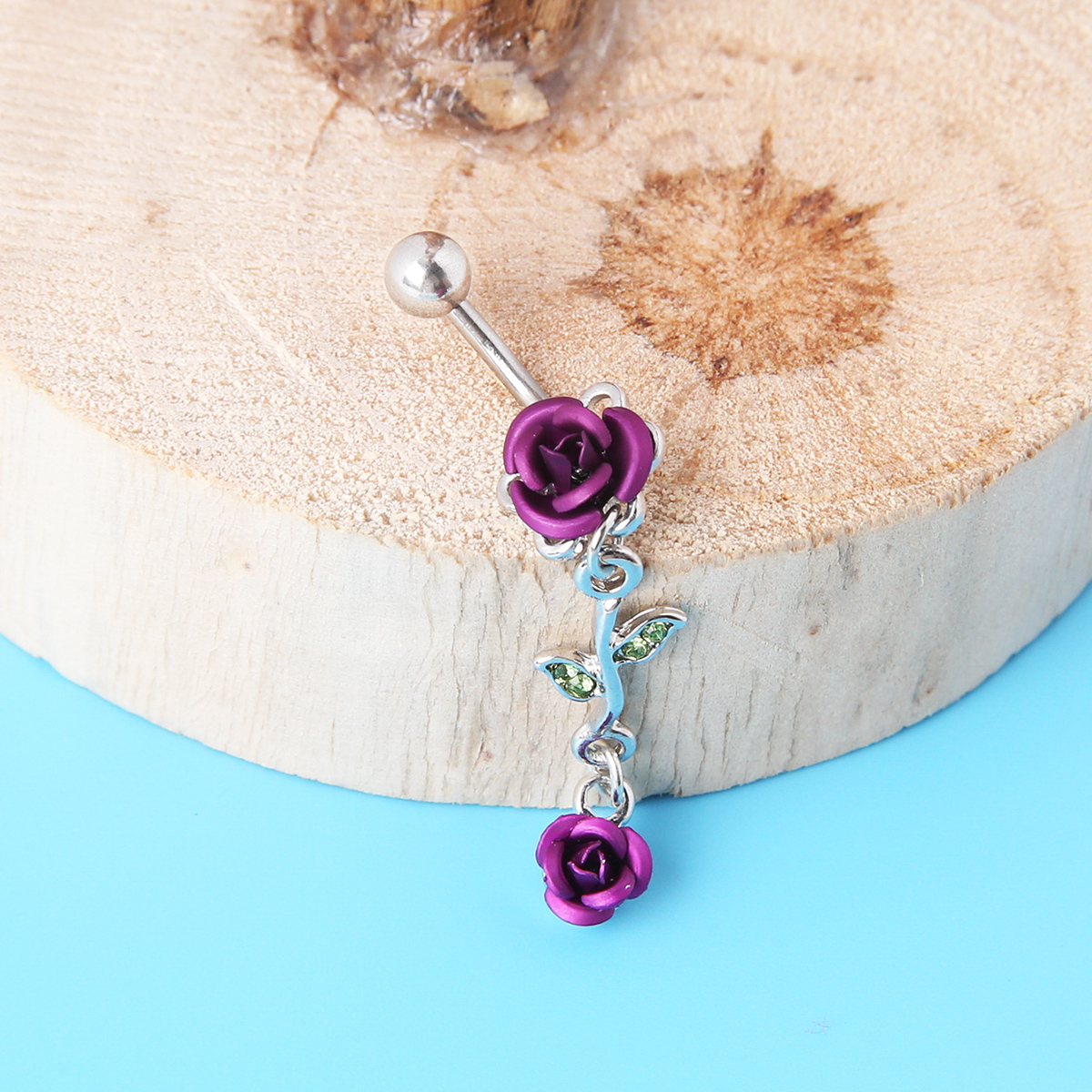 Simple Style Rose Alloy Inlay Rhinestones Belly Ring 1 Piece