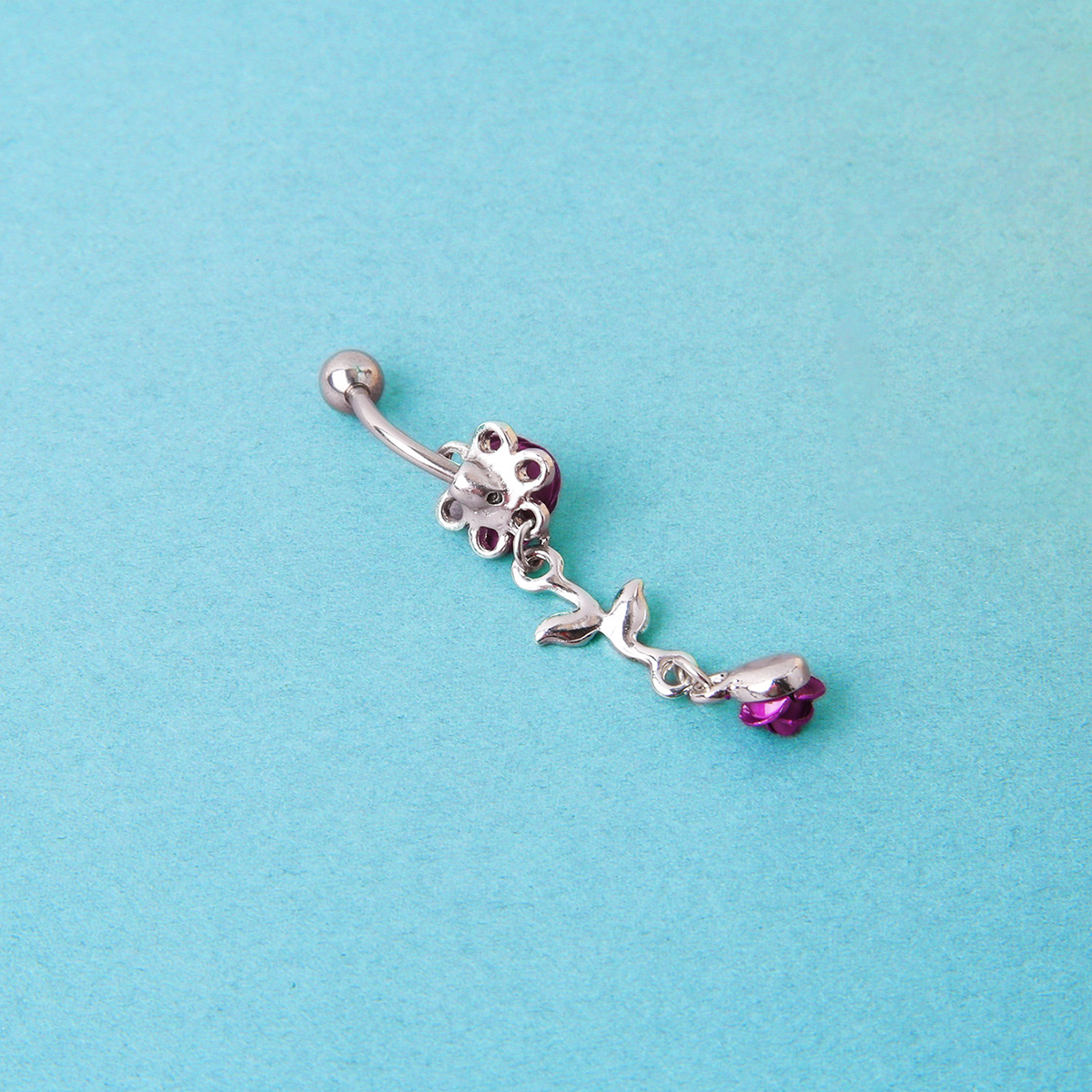 Simple Style Rose Alloy Inlay Rhinestones Belly Ring 1 Piece