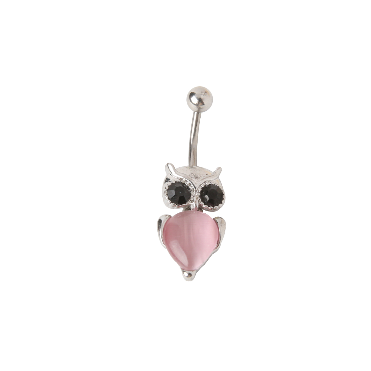 Fashion Owl Stainless Steel Inlay Artificial Gemstones Belly Ring 1 Piece