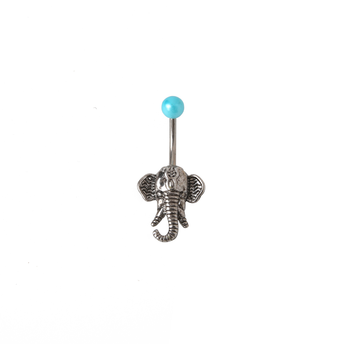 Retro Elephant Stainless Steel Inlay Artificial Pearls Belly Ring 1 Piece