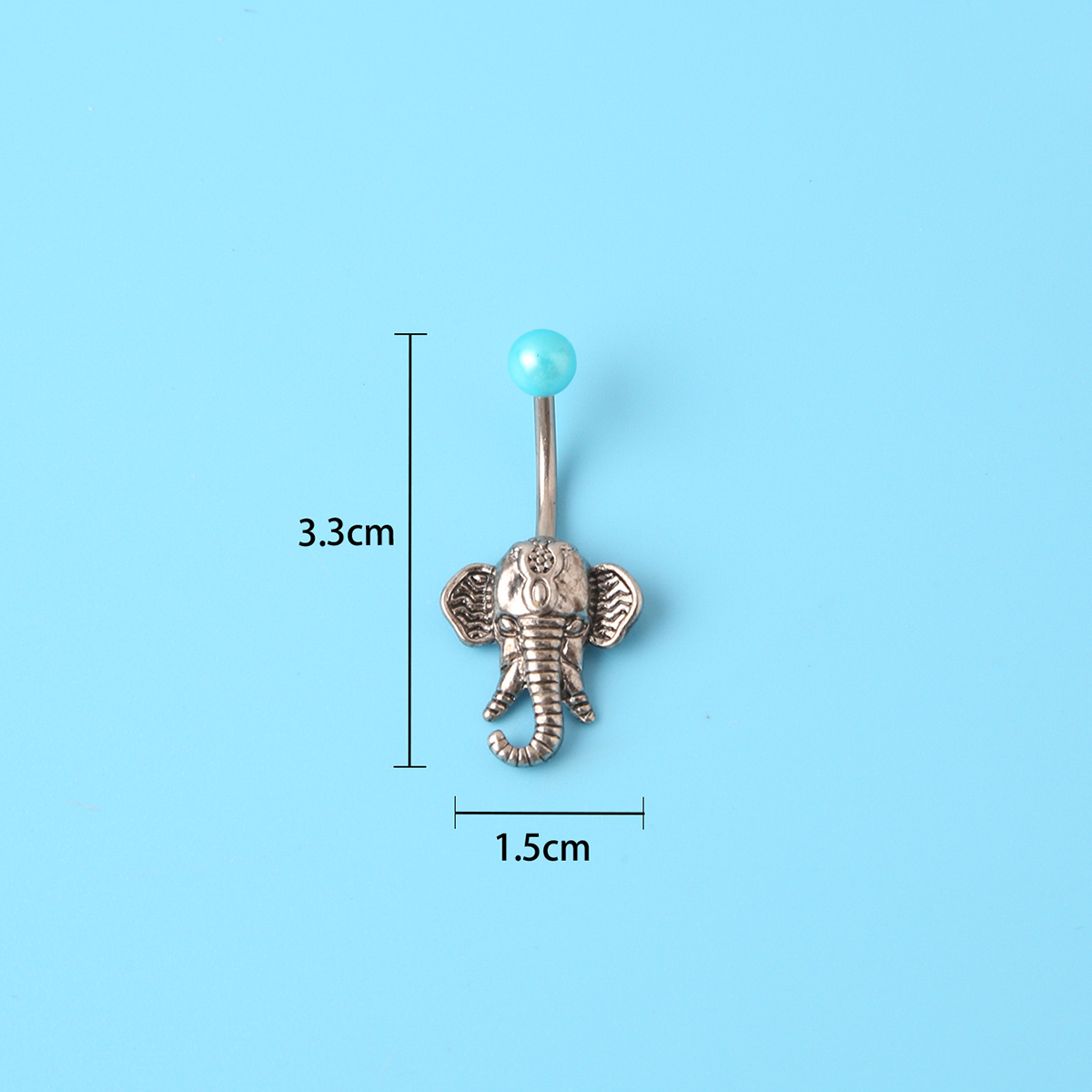 Retro Elephant Stainless Steel Inlay Artificial Pearls Belly Ring 1 Piece