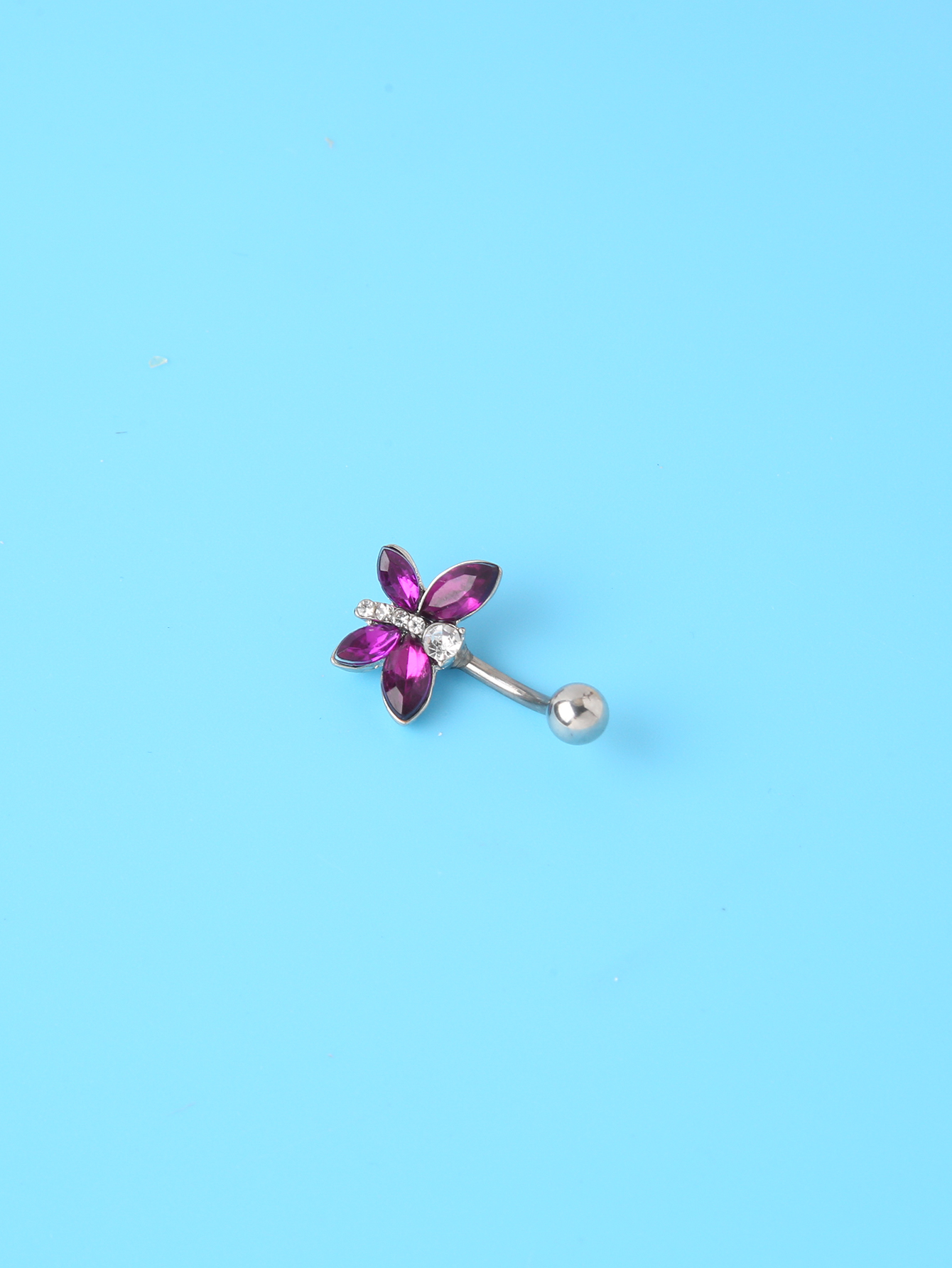 Fashion Butterfly Stainless Steel Inlay Rhinestones Belly Ring 1 Piece