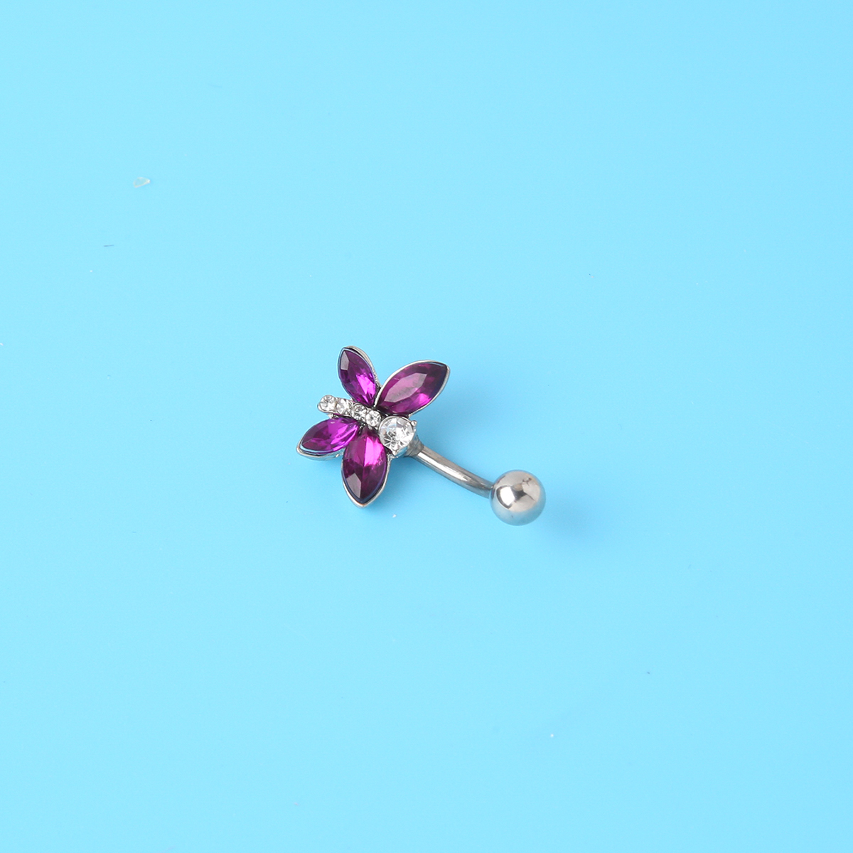 Fashion Butterfly Stainless Steel Inlay Rhinestones Belly Ring 1 Piece