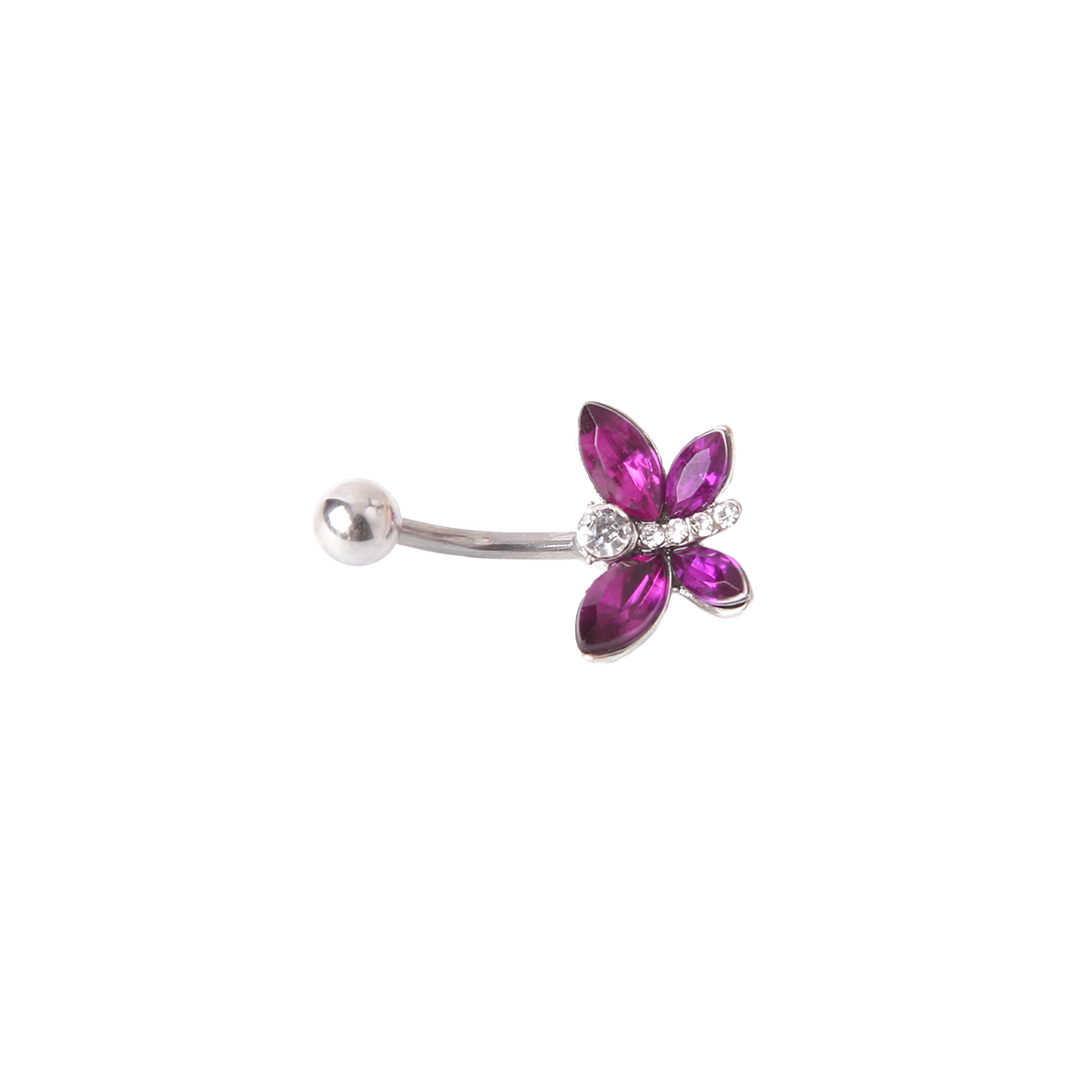 Fashion Butterfly Stainless Steel Inlay Rhinestones Belly Ring 1 Piece