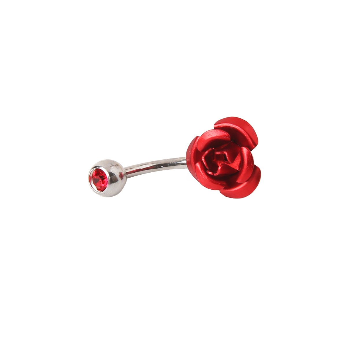 Retro Flower Stainless Steel Inlay Rhinestones Belly Ring 1 Piece