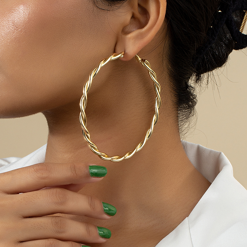1 Pair Fashion Solid Color Twist Alloy Plating Womenu0027S Hoop Earrings