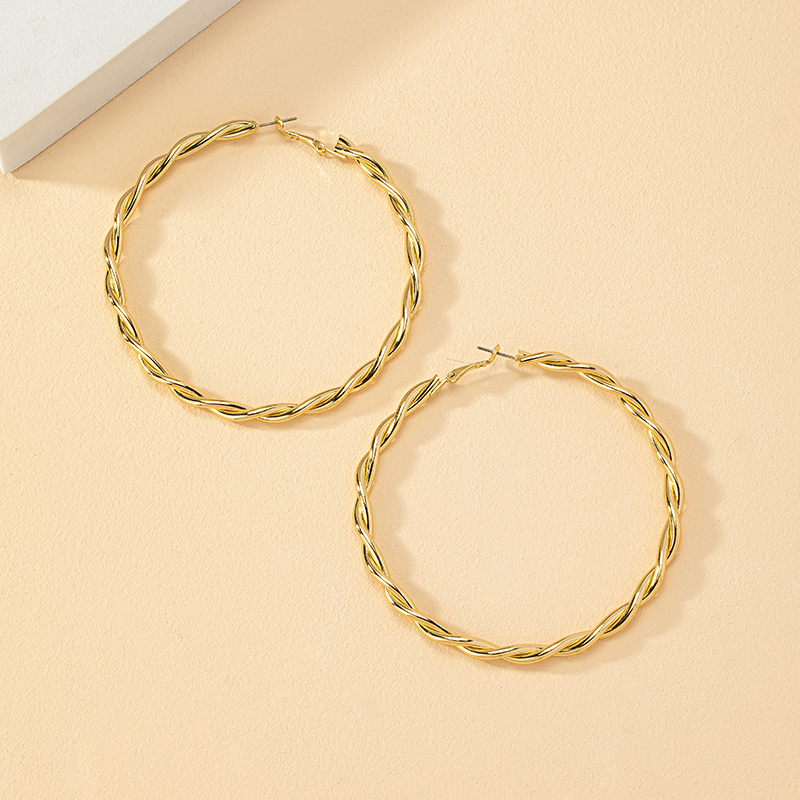 1 Pair Fashion Solid Color Twist Alloy Plating Womenu0027S Hoop Earrings
