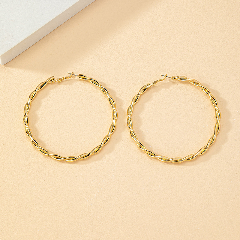 1 Pair Fashion Solid Color Twist Alloy Plating Womenu0027S Hoop Earrings