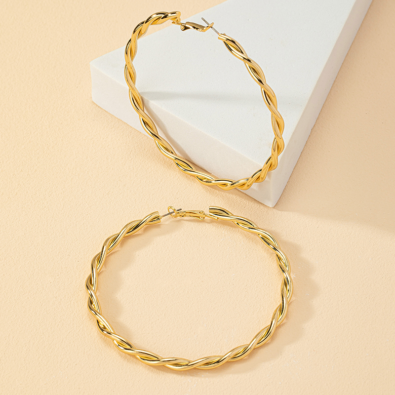 1 Pair Fashion Solid Color Twist Alloy Plating Womenu0027S Hoop Earrings
